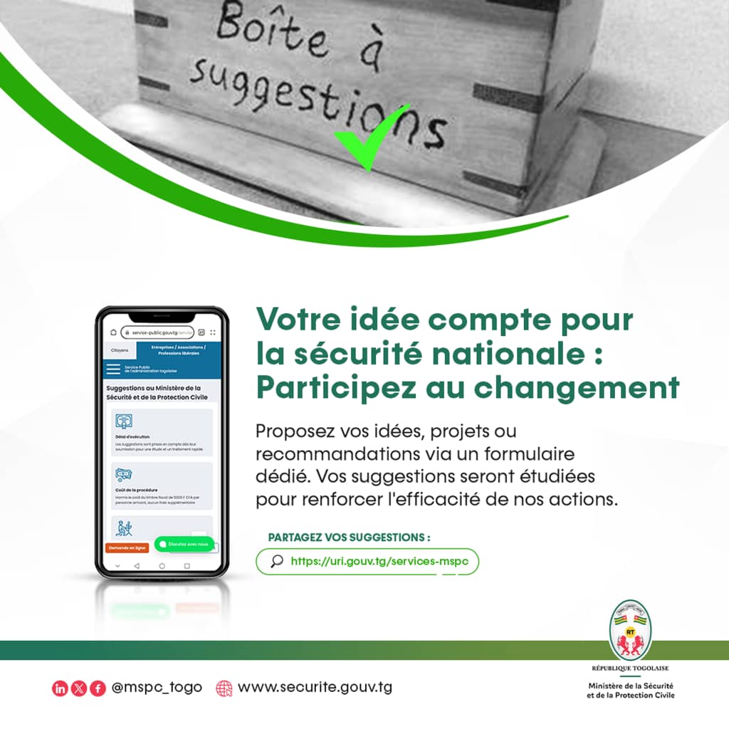 La « Boîte à Suggestions » : Une Innovation Participative au Service de la Sécurité Nationale au Togo